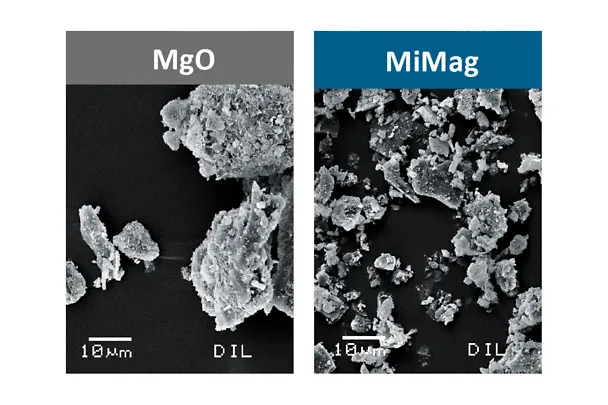 1.000fache Ansicht von Magnesiumoxid und MiMag (Mikroskop)